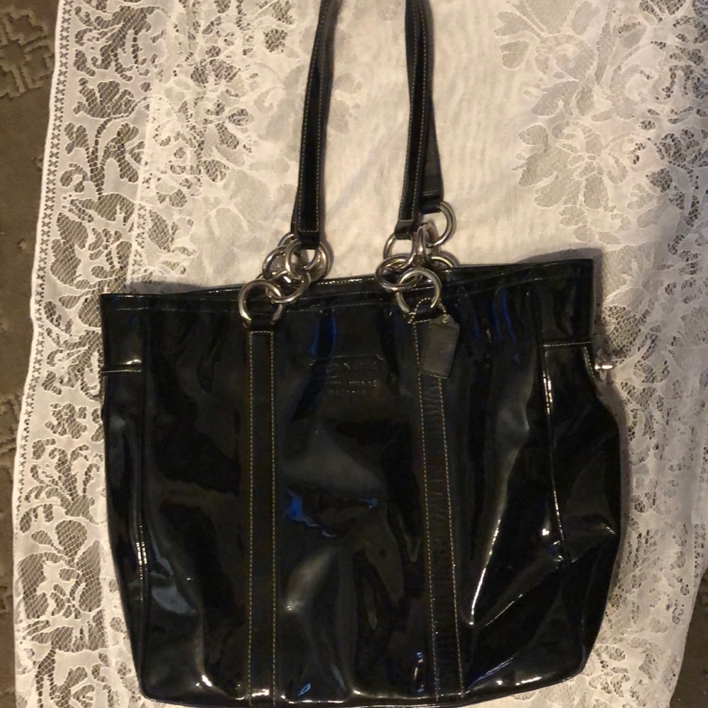 Black Patent Coach Gallery Tote XL 💖💖💖